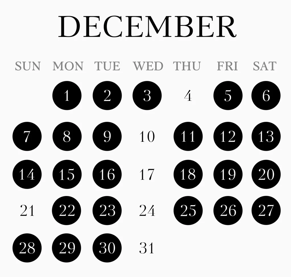 2025年12月　営業日のお知らせ【恵比寿院・六本木院】