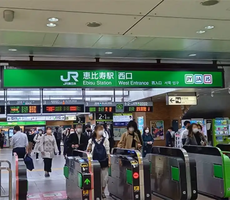 JR恵比寿駅、西口改札を出て左に曲がります。